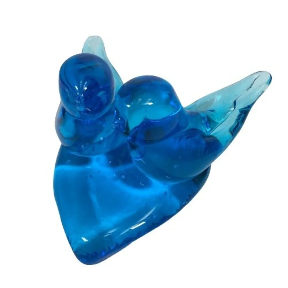 Double Titan Blue Glass Happy Little Bluebirds of Happiness Signed W Ward 1995